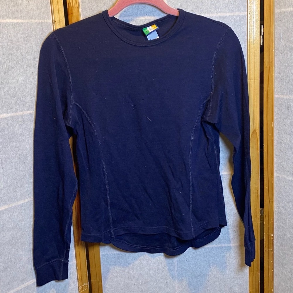 Duofold Mens M 100% Merino Wool Base Layer Navy Blue Made in Ireland Thermal Top
